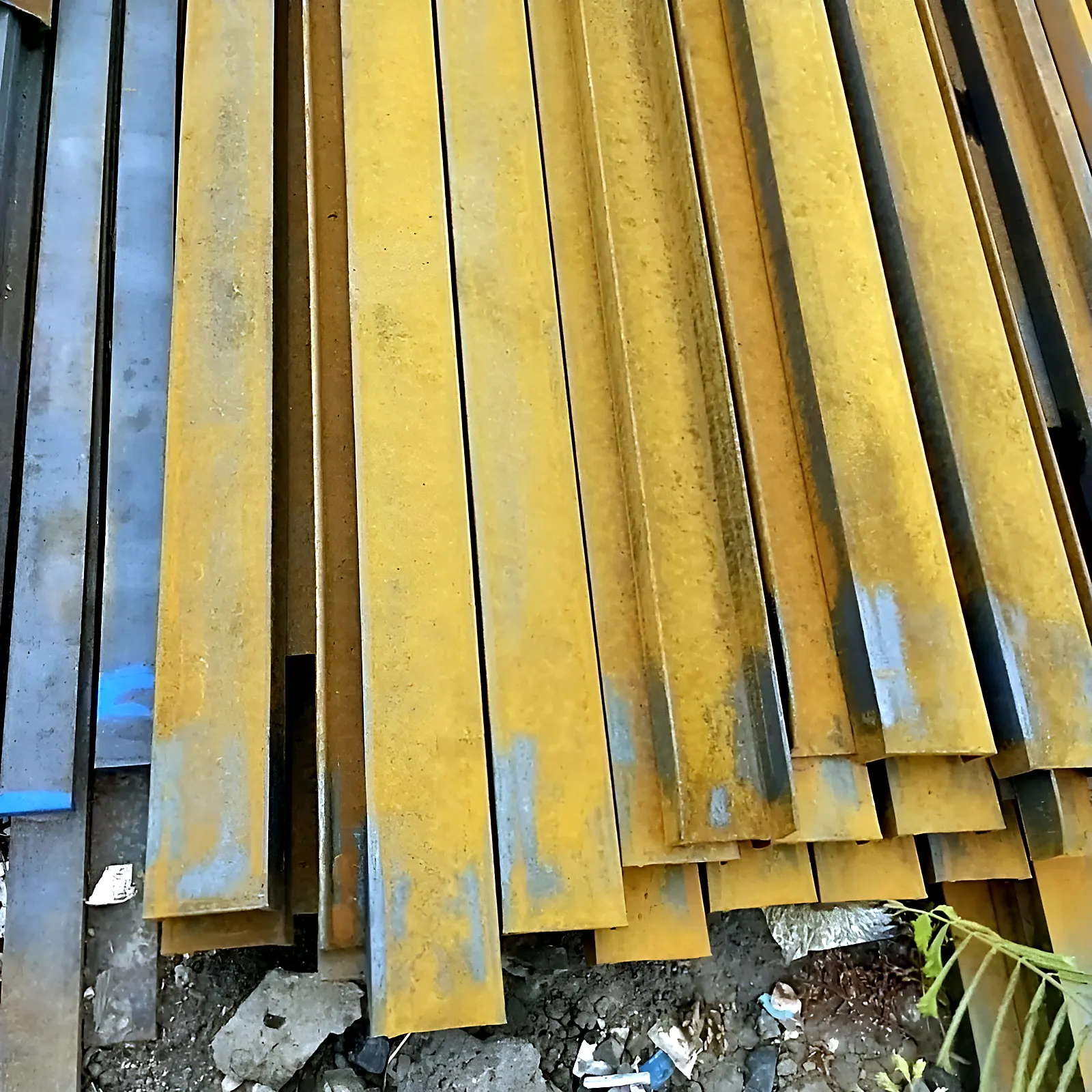 MS channels stacked in the yard